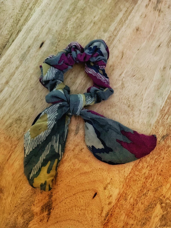 Bow Scrunchie Gray Purple Updo Braid Hair Tie Etsy
