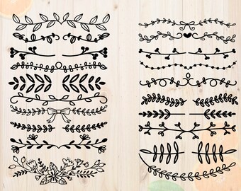 Leaf dividers Svg, Leaves divider Dxf, Decorative dividers Cutfiles, Border Svg, Cut files for Cricut & cutting machine, text divider vector
