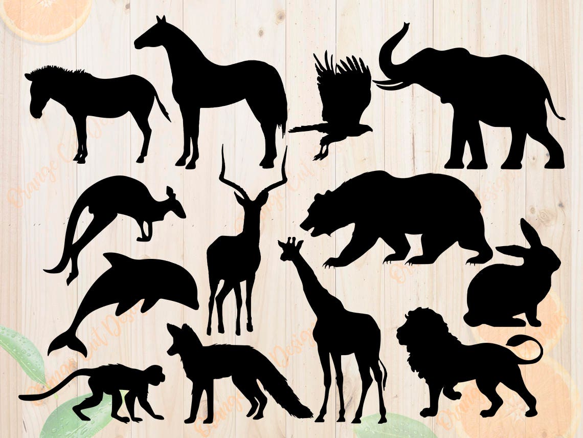 Download Zoo animals Svg Animals silhouette cut files Elephant svg | Etsy