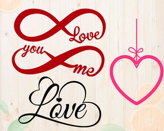 Valentine's Svg Bundle, Valentine Monogram Svg, Love Svg, dxf, eps files. Heart Monogram, infinity love sign for Cricut and silhouette