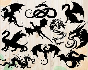 Dragons Svg Bundle, Dragons Dxf, Dragon cut file, Dragon Svg, Dragons silhouette, clipart cut file for cricut & cutting machines