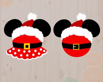 Christmas Mickey Minnie Svg, Santa mickey Cut files, Christmas minnie DXF, Christmas disney svg for Cricut, Silhouette cameo, Christmas svg