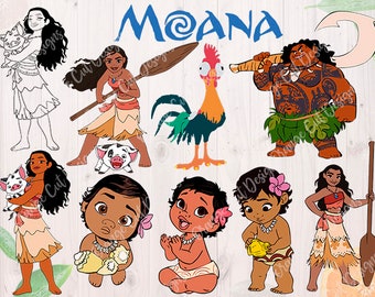 Moana Svg, Baby Moana, Maui Cutfiles: Dxf, Svg, Eps & Png formats, Moana for Cricut, Silhouette cameo, Maui Svg, Moana Clipart, Scrapbooks