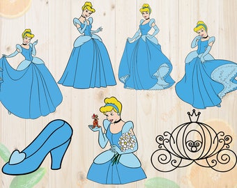 Download Set of 3 Mirror invitation SVG file Royal Princess Cinderella