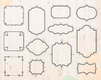Tags Svg, Label svg, Frame and Borders Cut files, Frames Dxf, Eps & Png files for Cricut or Silhouette. Labels svg, tags for cutting, label