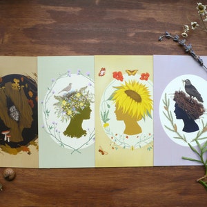 Lot de 4 cartes postales : Saisons