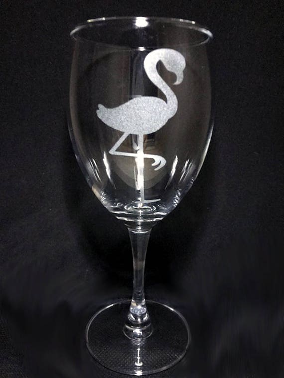 Hand Etched Flamingo 10.5oz Wine Glass Etsy
