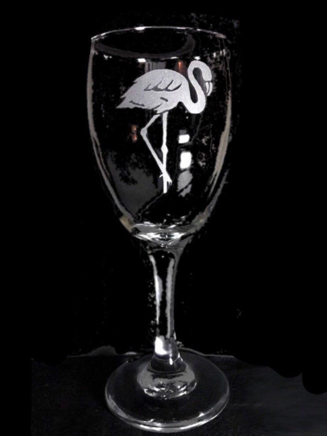 10.5 oz Hand Etched Detailed Flamingo Stemmed Wine Glass Etsy
