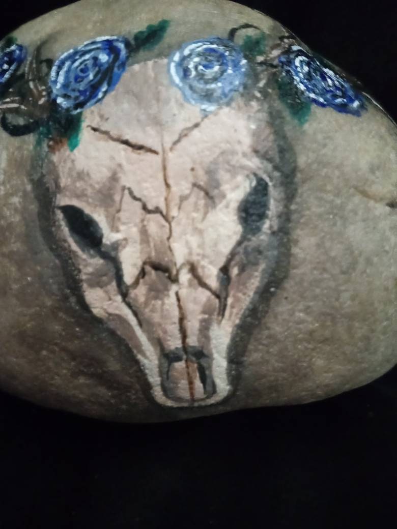 Bohemian Style Deer Skull Painted Garden Rock - Etsy