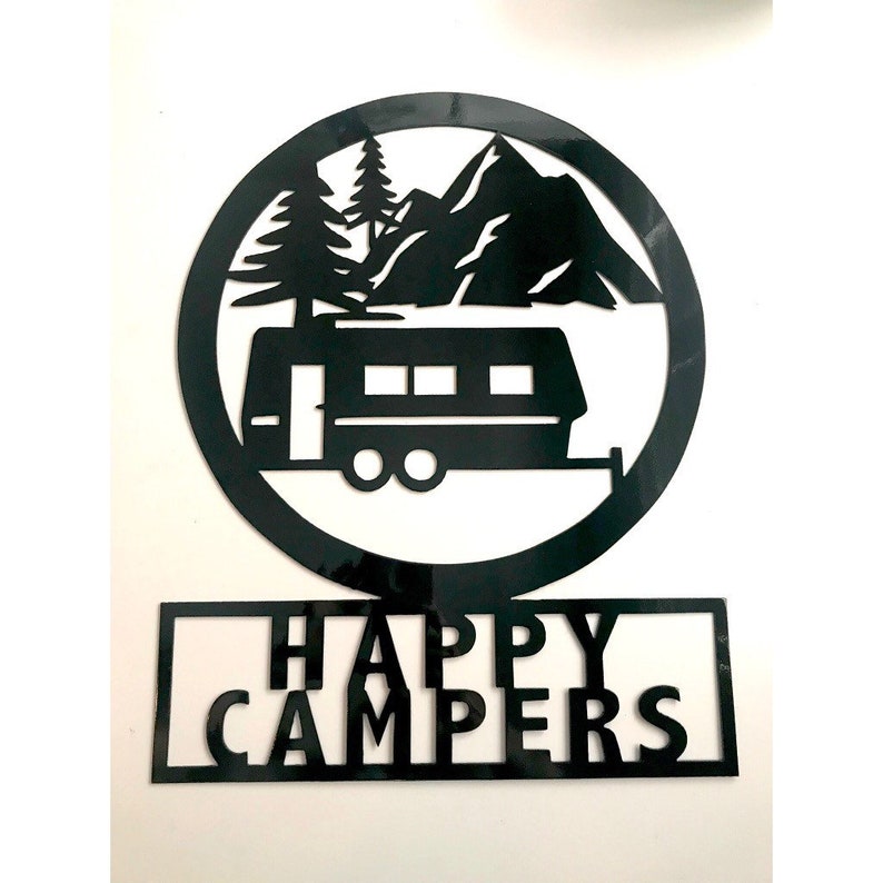 Happy camper metal sign/ camping door hanger/ camping decor/ | Etsy