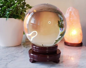 6 Inch Giant Clear Scrying Crystal Ball plus Stand | XXL Clear Polished Sphere | Divination Tool | Fortune Telling | 152mm Sphere