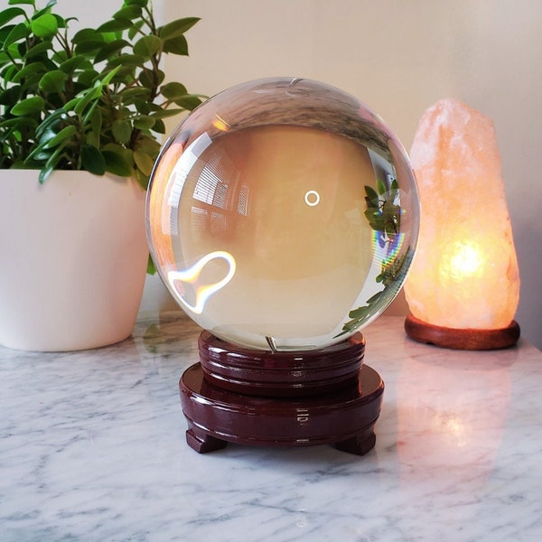 6 Inch Giant Clear Scrying Crystal Ball plus Stand | XXL Clear Polished Sphere | Divination Tool | Fortune Telling | 152mm Sphere