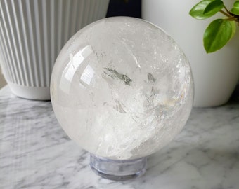 XL Clear Quartz Crystal Ball | Natural Rainbow Quartz Sphere | Divination Gemstone Scrying Tool | Reiki Healing Stone | Energy Clearing