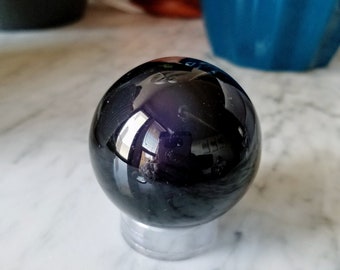 Rainbow Black Obsidian Crystal Ball | Medium Polished Natural Obsidian Sphere | Scrying and Divination Tool