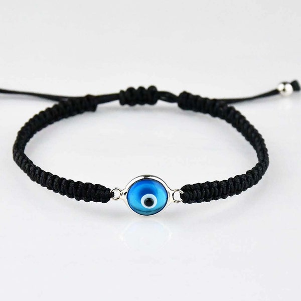 Turkish Evil Eye Greek Mati Bracelet Handmade Macrame Collection Glass Turkish Greek Mati Lucky Eye Protection 100% Authentic Black Cord