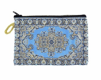 Coin & Travel Pouch, Wallet, Keyring Storage , Zipper Pouch, Silky Woven Turkish Tapestry, Purse, Authentic Made in Turkey