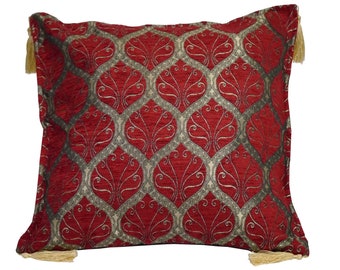 Housses de coussin turc Design traditionnel Collection Oriental Taie d’oreiller Décorative Faite à la main vintage Style Rouge Couleur Rouge