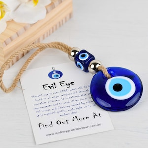 Turkish Greek Mati Eye Blue Glass Evil Eye Amulet Hamsa Hand Wall Hanging