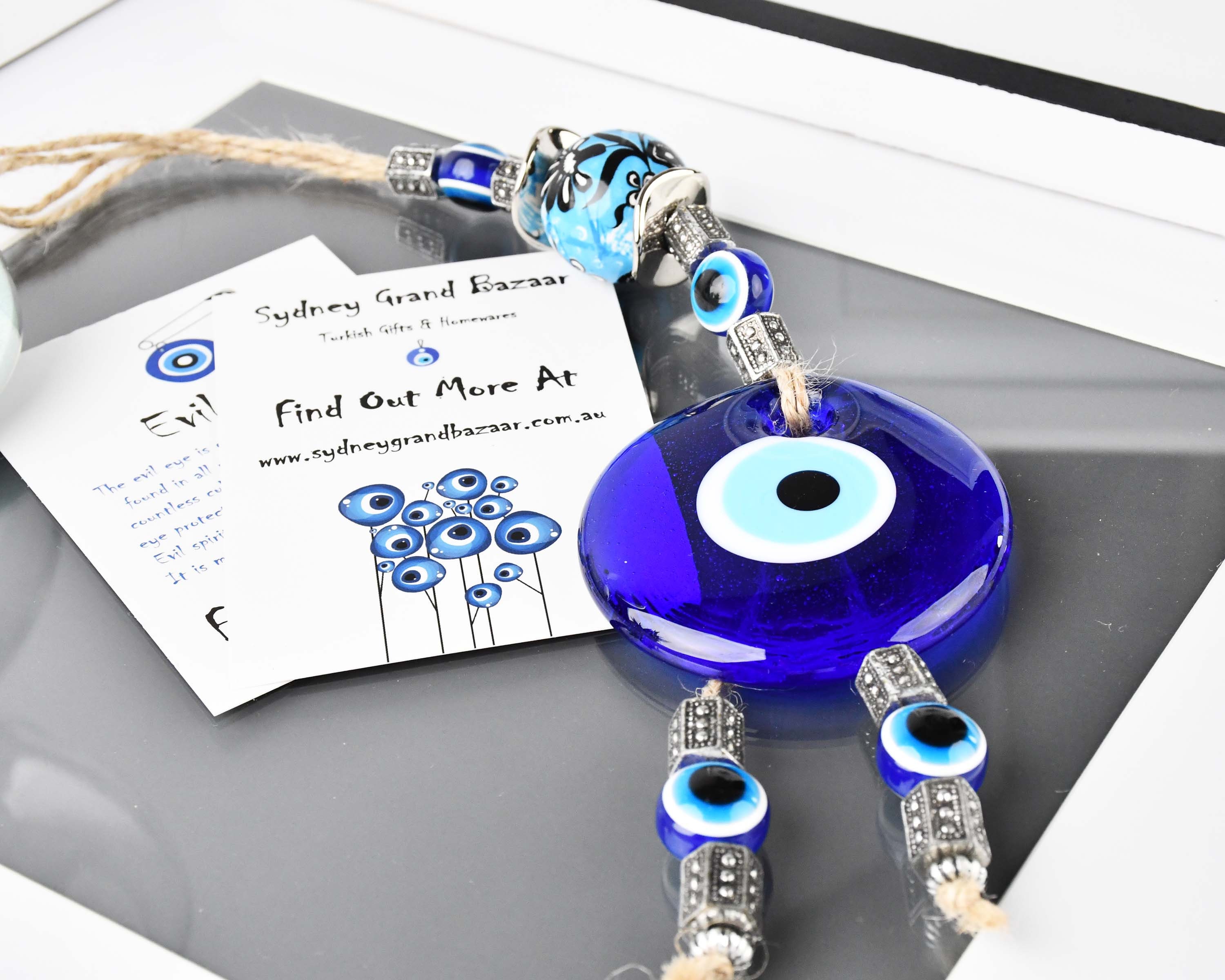 Türkisch Griechisch Mati Eye Blau Glas Evil Eye Amulett Hamsa Hand  Wandbehang Großes 7,5 cm Glas - .de