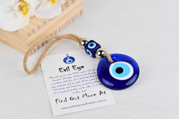 Turkish Greek Mati Eye Blue Glass Evil Eye Amulet Hamsa Hand Wall Hanging -   Sweden