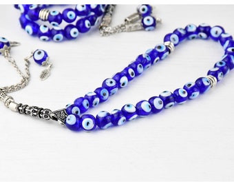 Greek, Turkish Evil Eye Worry Beads, Glass Evil Eye Komboloi, Nazar Payer Beads, Evil Eye Rosary, Tasbih, Tesbih.