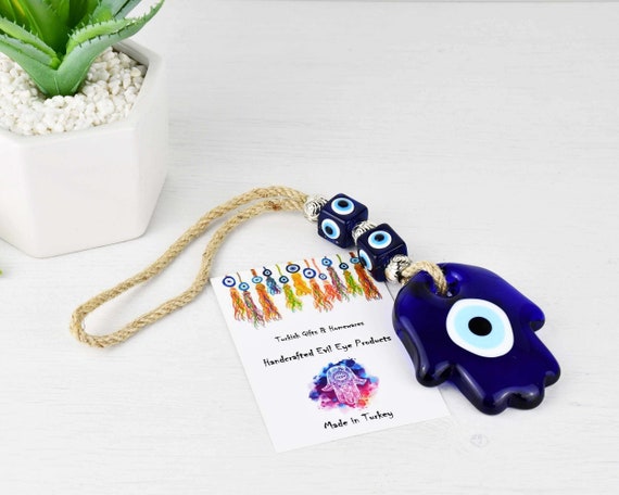 Türkisches griechisches Mati Auge Blau Glas Evil Eye Amulett Hamsa Hand  Wandbehang - .de