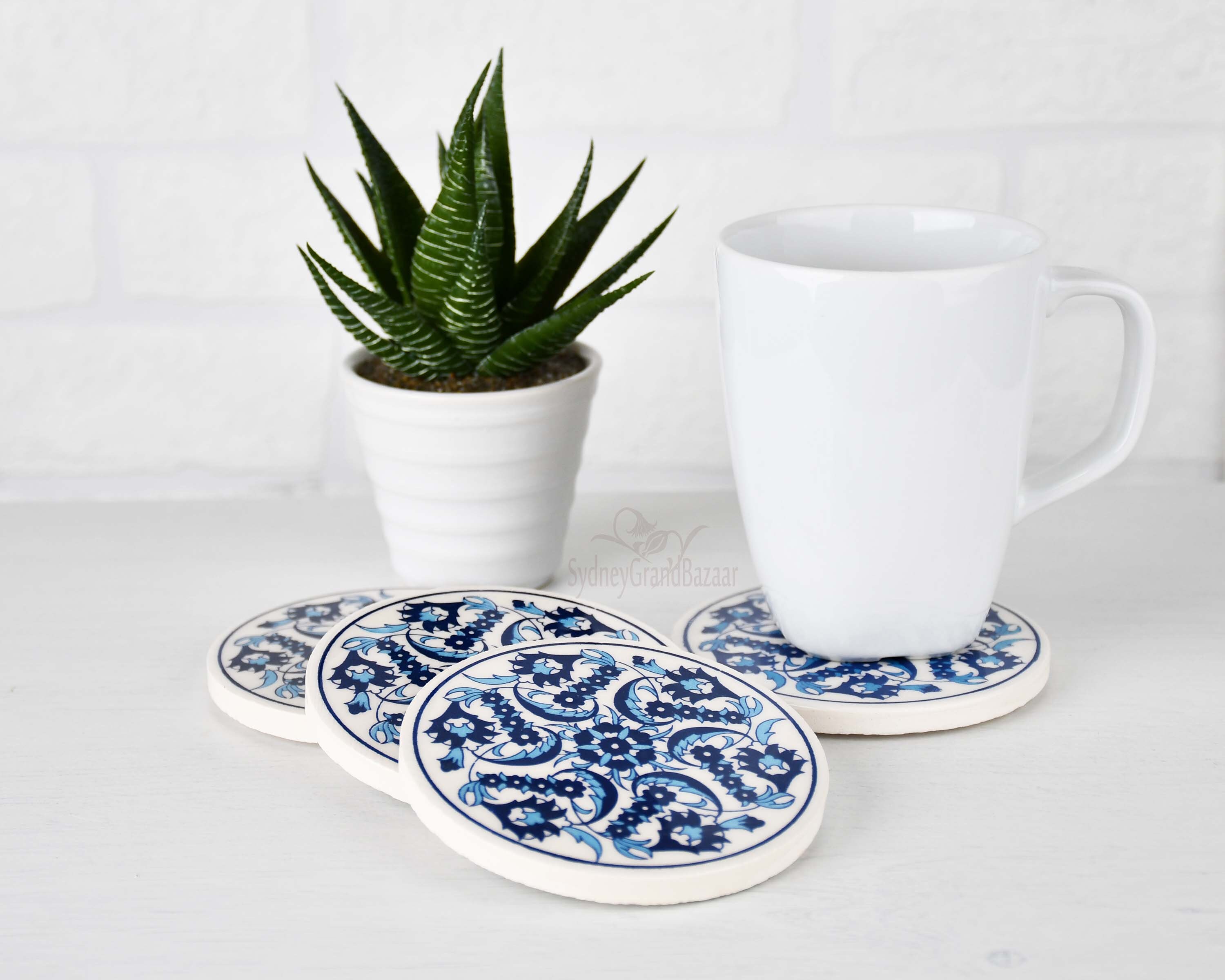 Set of 4 Quality Ceramic Drink Coasters Turkish Mediterranean Etsy