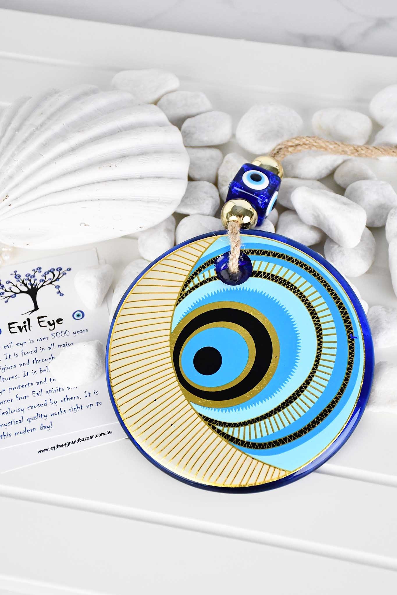 Turkish Greek Mati Eye Blue Glass Evil Eye Nazar Amulet Hamsa Hand Wall  Hanging Large Glass Tile Printed Glass 
