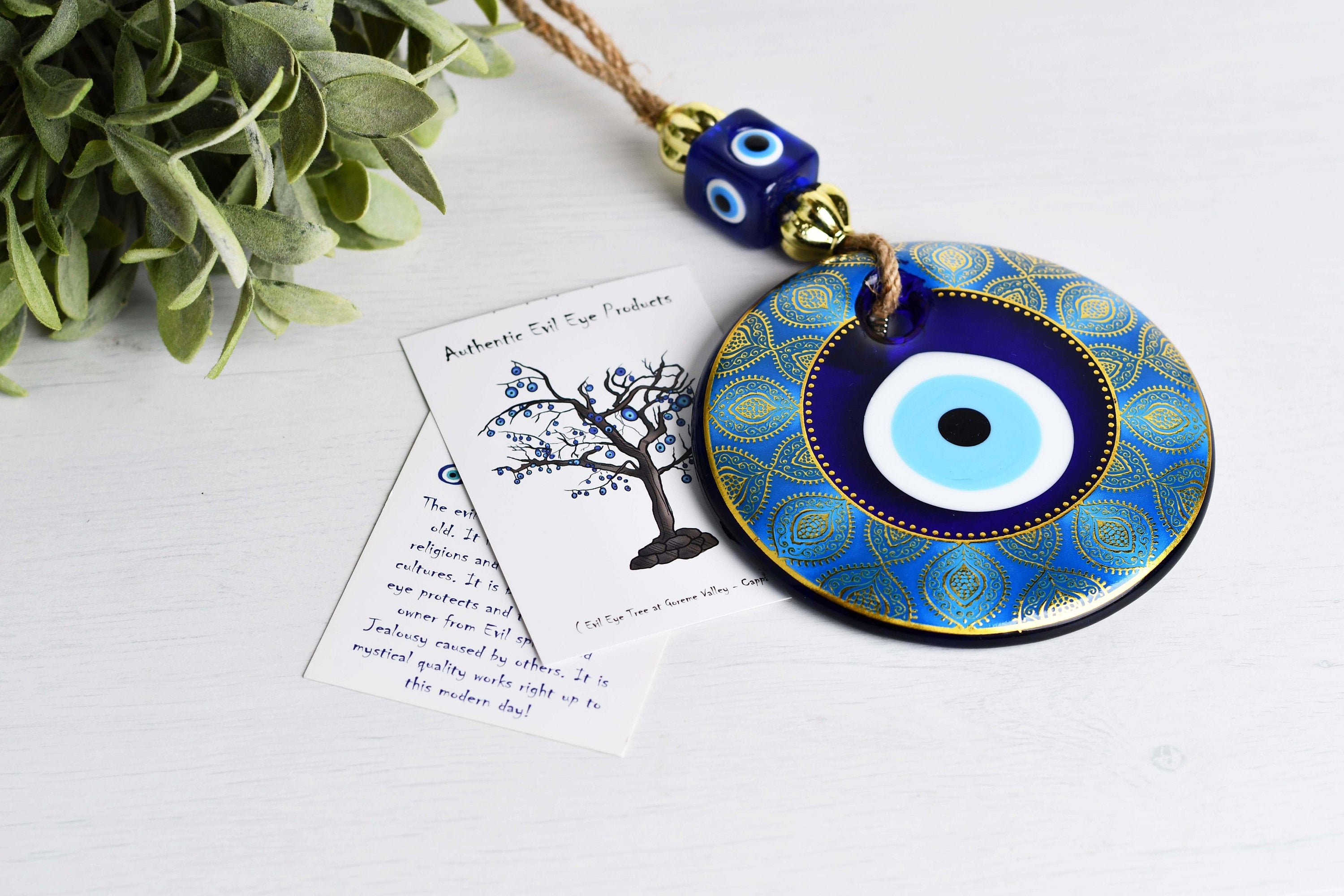 Turkish Greek Mati Eye Blue Glass Evil Eye Amulet Hamsa Hand Wall Hanging  Large 13cm Glass Tile Printed Glass -  Denmark