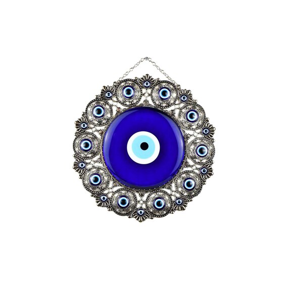 Turkish & Greek Mati Evil Eye Glass Silver Colour
