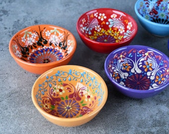 Turkish Ceramic Bowls Set of 8 Dantel Collection Handmade Hand Painted Turkish Pottery Bowl Set Decorative Bowls