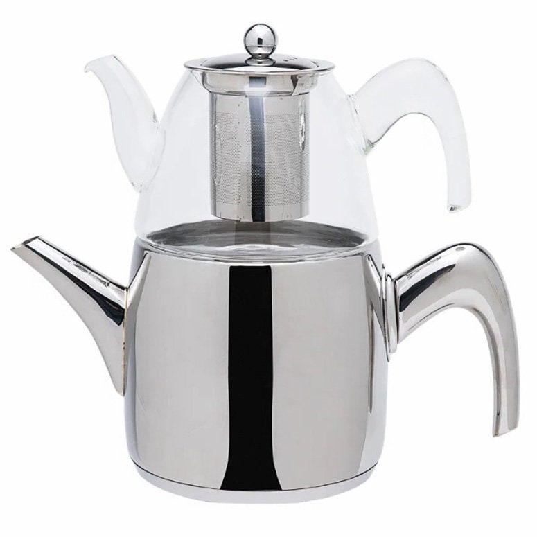 Buy Turkish Tea Pot, Stainless Steel, Medium Size - Grand Bazaar