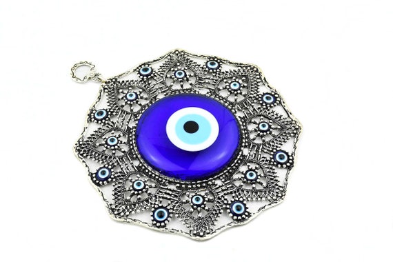 Turkish & Greek Mati Evil Eye Glass Silver Colour