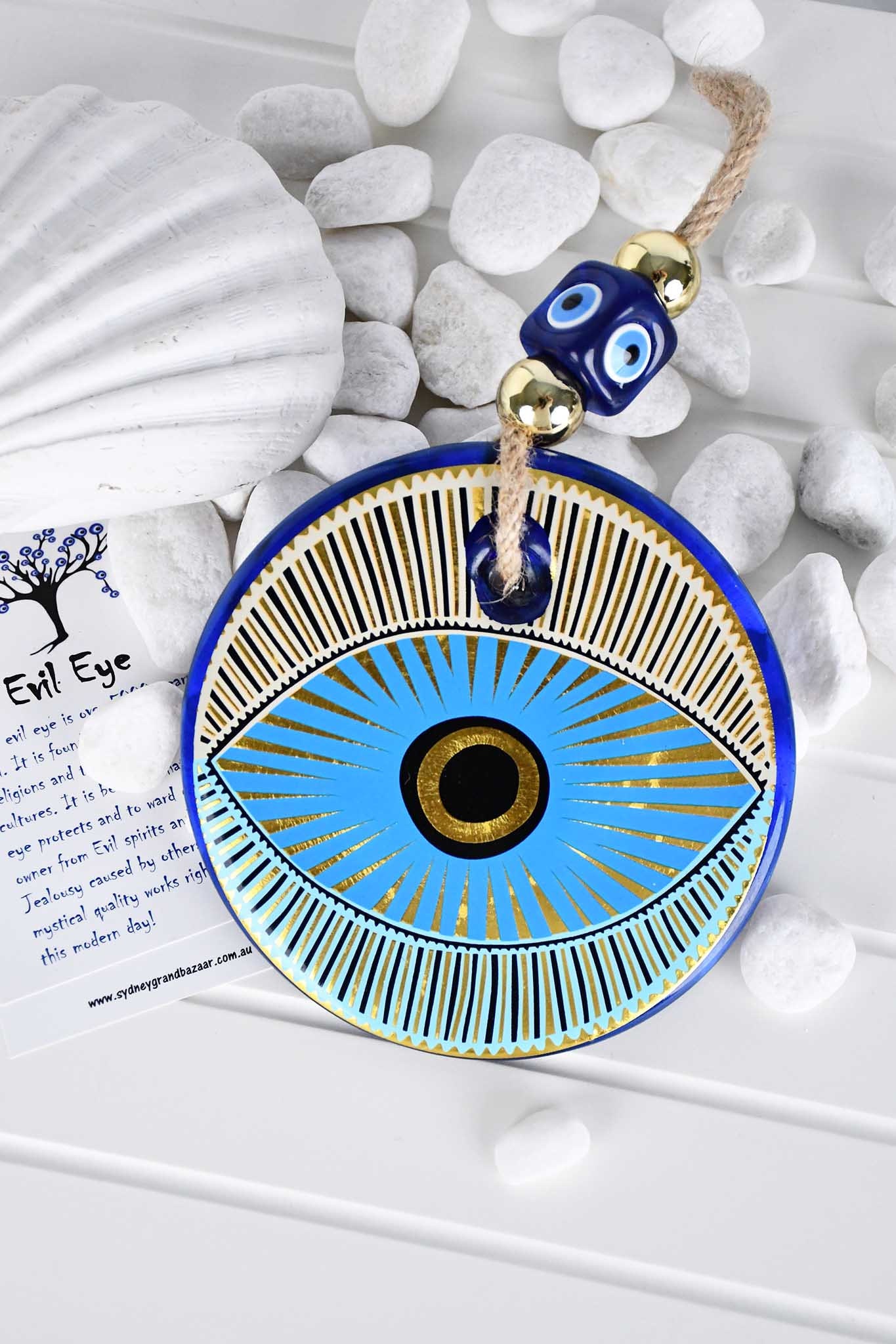 Turkish Greek Mati Eye Blue Glass Evil Eye Nazar Amulet Hamsa Hand Wall  Hanging Large Glass Tile Printed Glass 