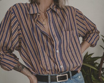 Blue and Yellow Stripe Blouse