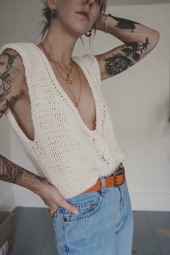 Cream Knit Sweater Tank