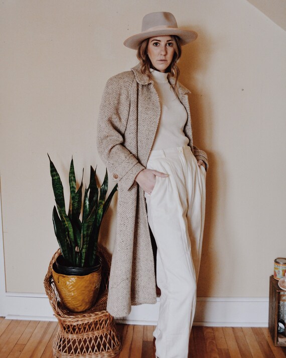 Herringbone Overcoat Coat, Vintage Overcoat, Overc