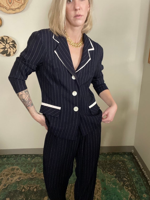 Navy Pinstripe Suit