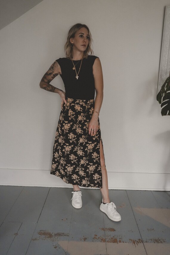 Black and Gold Floral Skirt