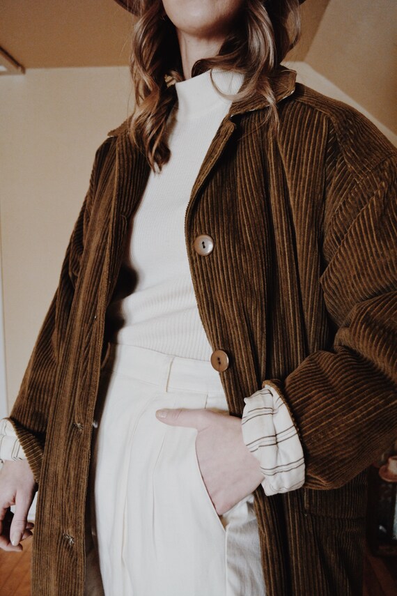 Women’s Green Corduroy Coat, Corduroy Coat, Cordur