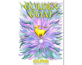 Califari's Golden Goat 13 x 19 Giclee Print on Cold Press Natural 100% Rag Limited Edition