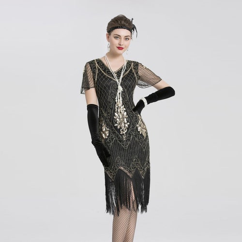 Flapper Gatsby Erma Dress Prom Fringe Dress 1920s Vintage - Etsy