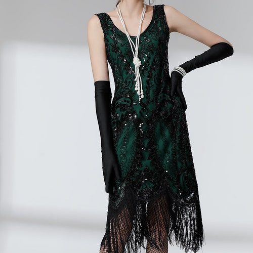 1920s Great Gatsby Flapper Dress Sequin Fringed Cocktail Party - Etsy