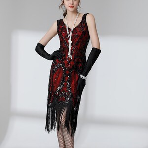 1920s Great Gatsby Flapper Dress Sequin Fringed Cocktail Party Dress