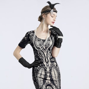 1920s Womens Vintage Lace Fringed Great Gatsby Cocktail Flapper Dress