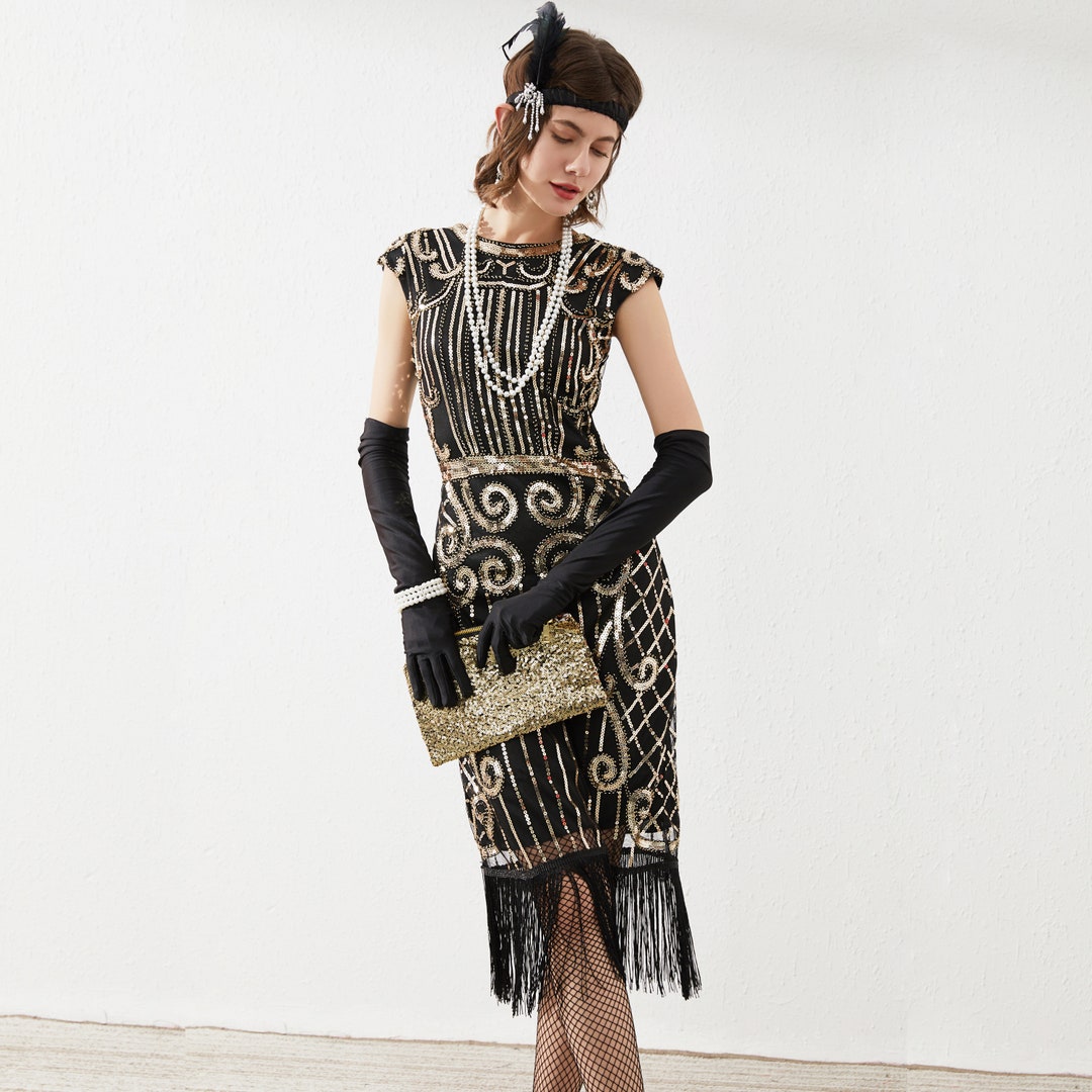 Women 1920s Sequin Gatsby Flapper Dress Style Art Deco Dress Great