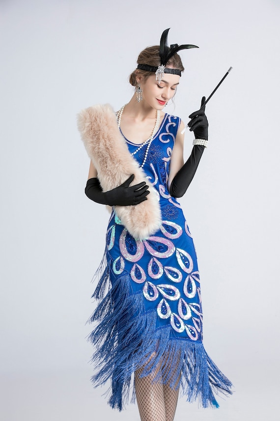 Women's Flapper Dress 1920s Gatsby Tassel Sway Dance Cocktail Dress with  20s Accessories Set in 2023
