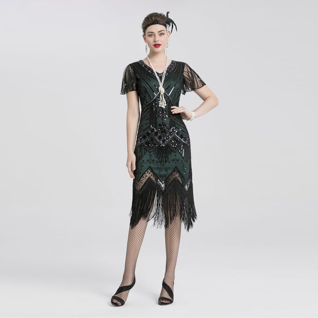 Women's 1920's Vintage Gatsby Bead Sequin Art Deco Flapper Dress - Etsy