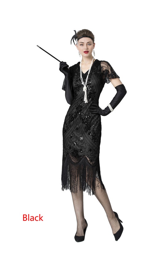 Women's 1920s Art Deco Fringed Sequin Dress Gatsby Costume - Etsy Sweden