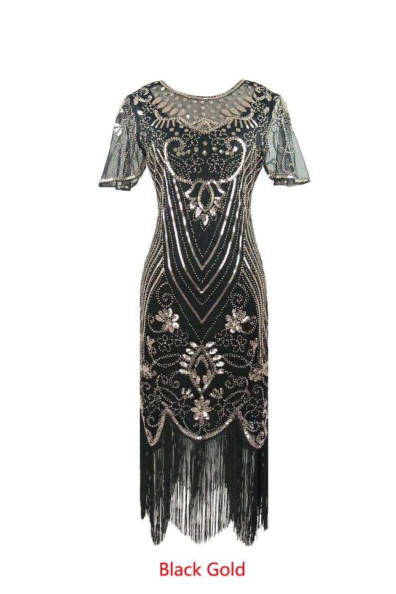 1920s Flapper Dress for Women Art Deco Fringed Sequin Roaring | Etsy
